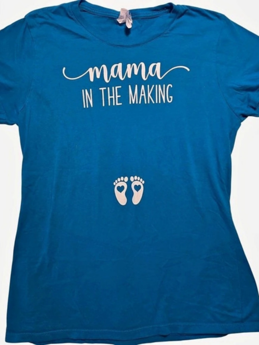 Port & Company Ring Spun Fan Favorite Maternity Graphic Tee Blue & White Small